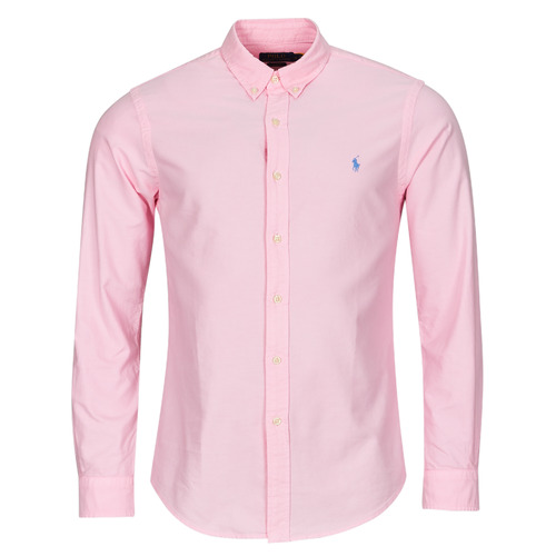 Clothing Men Long-sleeved shirts Polo Ralph Lauren CHEMISE AJUSTEE SLIM FIT EN OXFORD LEGER Pink