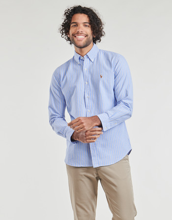 Clothing Men Long-sleeved shirts Polo Ralph Lauren CHEMISE COUPE DROITE EN OXFORD Blue / White / Blue / White / Multi