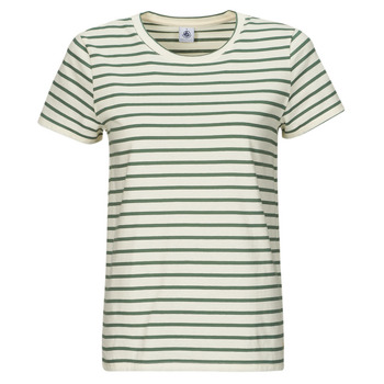 Clothing Women Short-sleeved t-shirts Petit Bateau A0A9P COL ROND White / Green