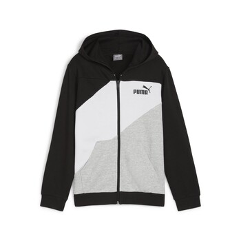 Clothing Boy Sweaters Puma PUMA POWER COLORBLOCK FULL-ZIP HOODIE Black / White