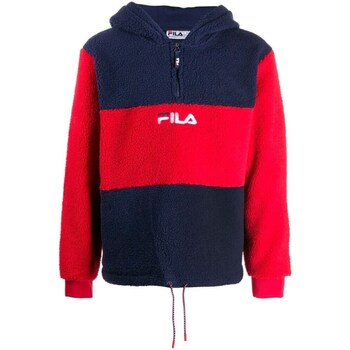 Clothing Men Sweaters Fila Bruno Zip Hood Sherpa Navy blue, Red