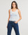 Clothing Women Tops / Sleeveless T-shirts Calvin Klein Jeans WOVEN LABEL RIB TANK TOP White