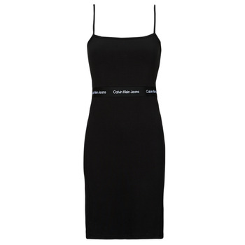 Clothing Women Short Dresses Calvin Klein Jeans LOGO ELASTIC STRAPPY DRESS Black