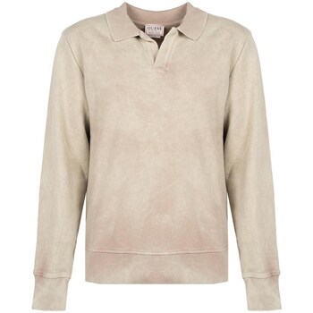 Clothing Men Sweaters Guess Polo Collar Beige