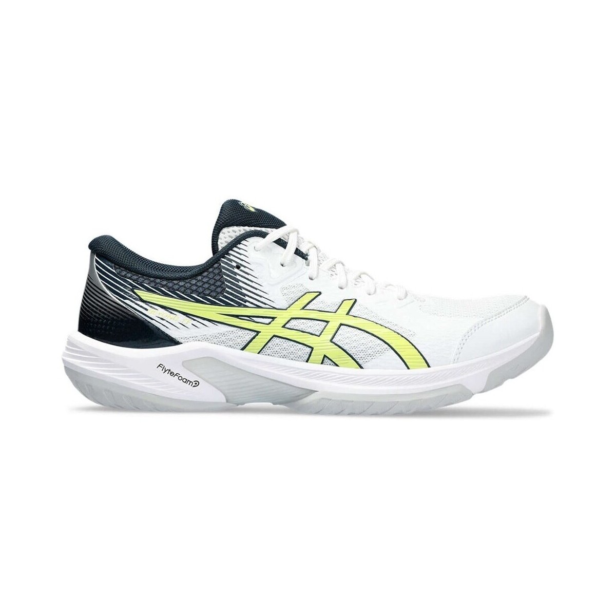 asics  beyond ff white glow yellow  men's indoor sports trainers (shoes) in white