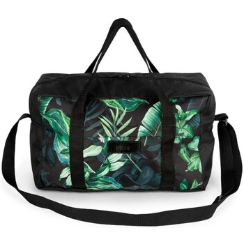 Bags Women Luggage Solier Torba Podróżna Stb01 Czarna W Zielone Liście Black