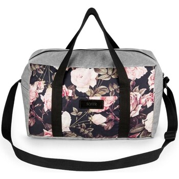 Bags Women Luggage Solier Torba Bagaż Podręczny Stb01 Szara W Róże Grey