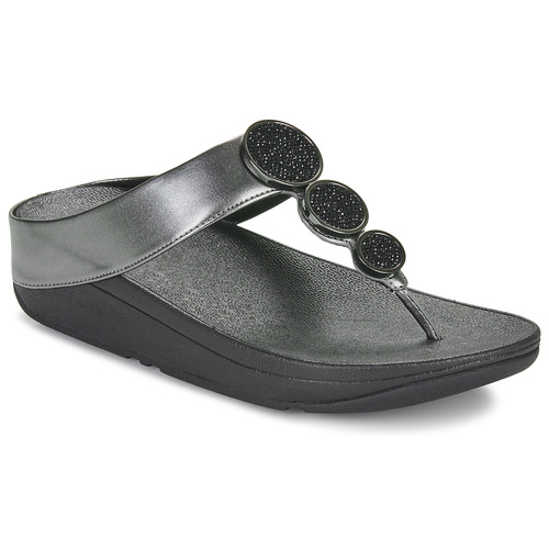 Shoes Women Flip flops FitFlop Halo Bead-Circle Metallic Toe- Black