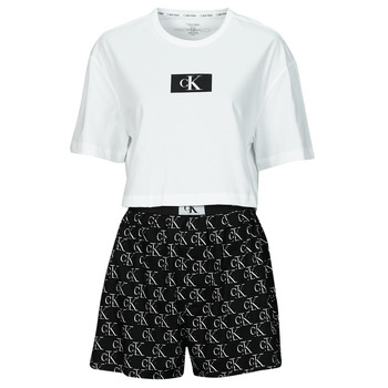 Clothing Women Sleepsuits Calvin Klein Jeans S/S SHORT SET Black / White