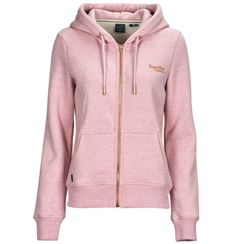 Clothing Women Sweaters Superdry ESSENTIAL LOGO ZIP HOODIE Pink