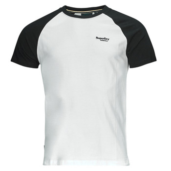 Clothing Men Short-sleeved t-shirts Superdry ESSENTIAL LOGO BASEBALL TSHIRT White / Black