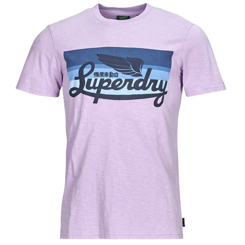 Clothing Men Short-sleeved t-shirts Superdry CALI STRIPED LOGO T SHIRT Purple