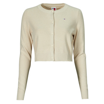 Clothing Women Jackets / Cardigans Tommy Jeans TJW CRP ESSENTIAL CARDIGAN Beige