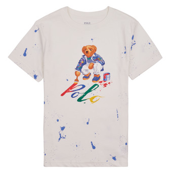 Clothing Children Short-sleeved t-shirts Polo Ralph Lauren BEAR SS CN-KNIT SHIRTS-T-SHIRT White / Deckwash / White