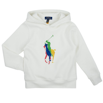 Clothing Children Sweaters Polo Ralph Lauren PO HOOD-KNIT SHIRTS-SWEATSHIRT White / Deckwash / Whte
