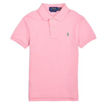 Clothing Boy Short-sleeved polo shirts Polo Ralph Lauren SLIM POLO-TOPS-KNIT Pink / Garden / Pink