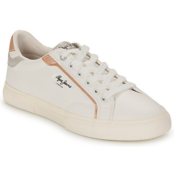 Shoes Women Low top trainers Pepe jeans KENTON MIX W White / Pink / Gold
