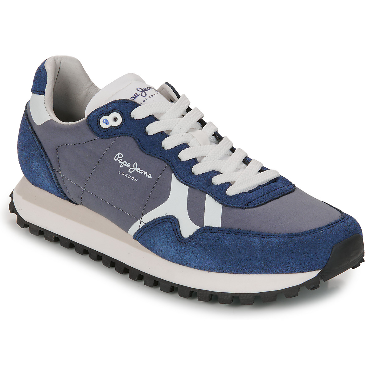 pepe jeans  brit-on print m  men's shoes (trainers) in blue