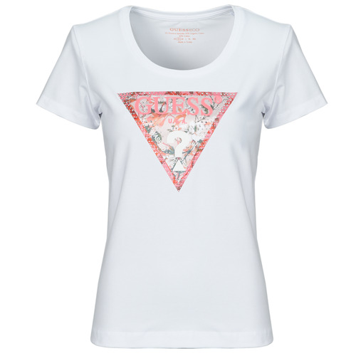 Clothing Women Short-sleeved t-shirts Guess RN SATIN TRIANGLE White