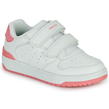 Shoes Girl Low top trainers Geox J WASHIBA GIRL White / Pink