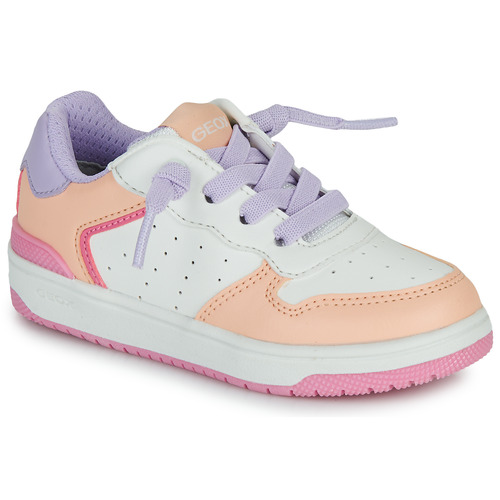 Shoes Girl Low top trainers Geox J WASHIBA GIRL White / Orange / Purple