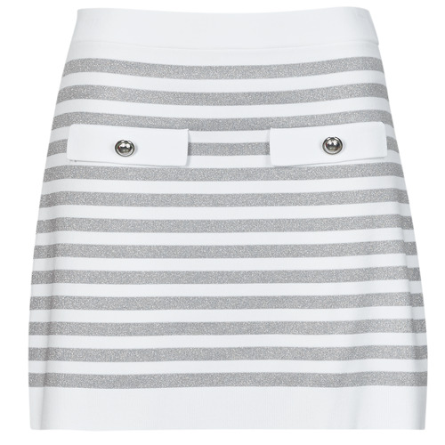 Clothing Women Skirts MICHAEL Michael Kors ECO MINI SKIRT WITH PKT White / Silver