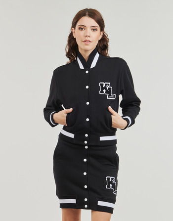 Clothing Women Jackets Karl Lagerfeld varsity sweat jacket Black / White
