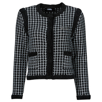 Clothing Women Jackets / Blazers Karl Lagerfeld classic boucle cardigan Black / White