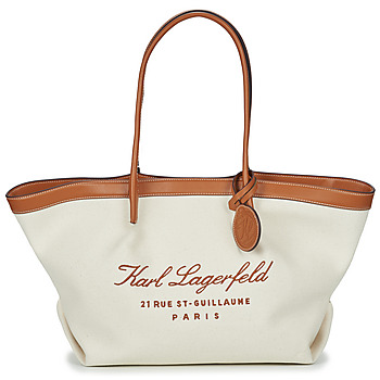 Bags Women Shopping Bags / Baskets Karl Lagerfeld HOTEL KARL MD TOTE CANVAS Beige / Cognac