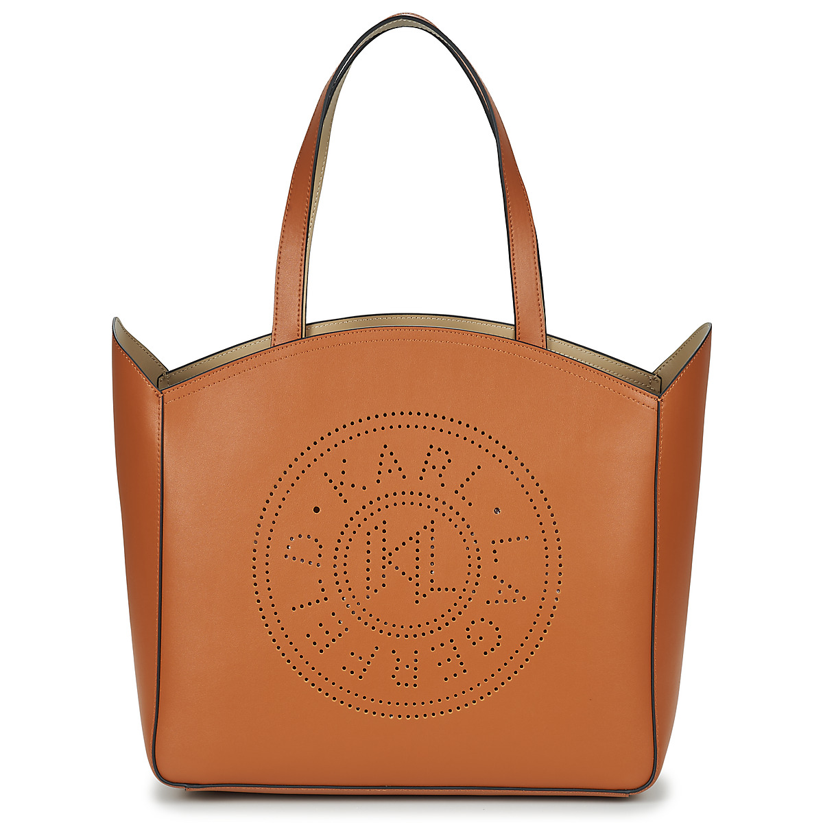 Bags Women Shopping Bags / Baskets Karl Lagerfeld K/CIRCLE LG TOTE PERFORATED Cognac
