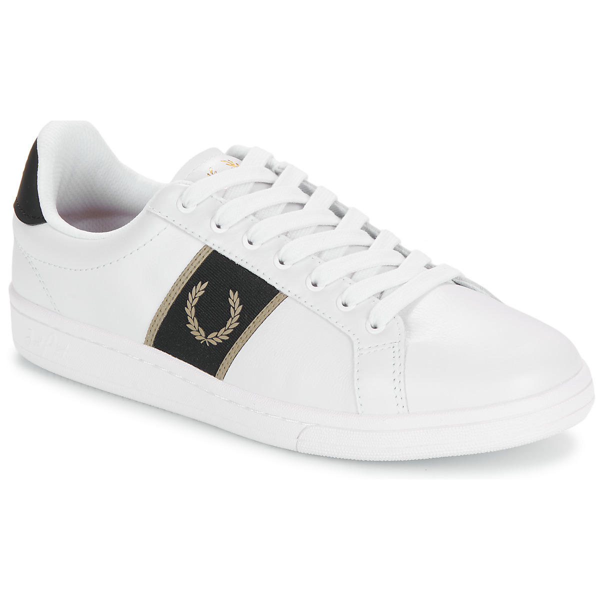 Fred Perry B721 Leather Branded Webbing White