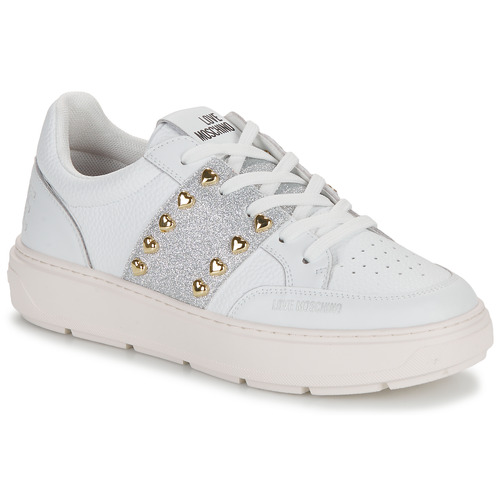 Shoes Women Low top trainers Love Moschino BOLD LOVE White / Silver