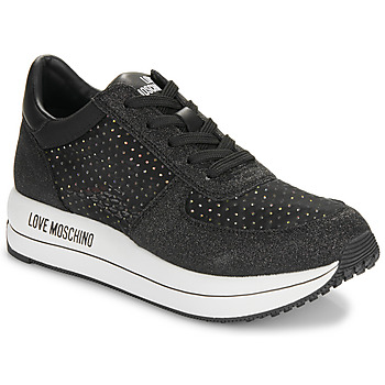 Shoes Women Low top trainers Love Moschino STRASS MESH & GLITTER Black