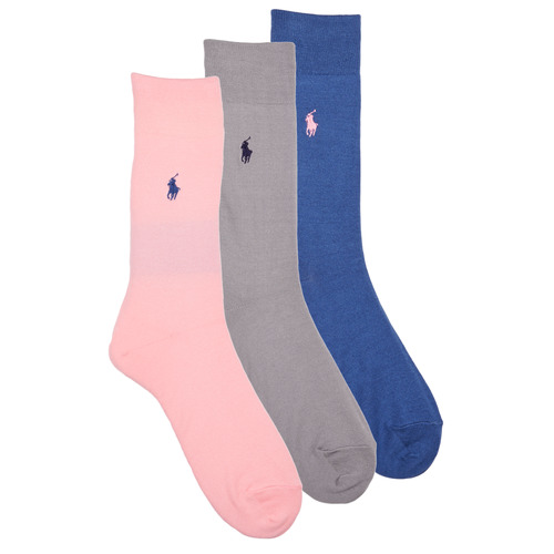 Shoe accessories Socks Polo Ralph Lauren 84023PK-MERC 3PK-CREW SOCK-3 PACK Marine / Grey / Pink