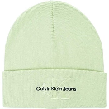 Clothes accessories Women Hats / Beanies / Bobble hats Calvin Klein Jeans Jeans Monologo Embro Beanie Green
