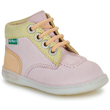 Shoes Girl Hi top trainers Kickers KICKICONIC Pink / Yellow / Apricot
