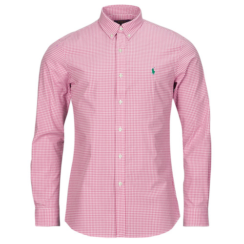 Clothing Men Long-sleeved shirts Polo Ralph Lauren CHEMISE AJUSTEE SLIM FIT EN POPELINE RAYE Pink
