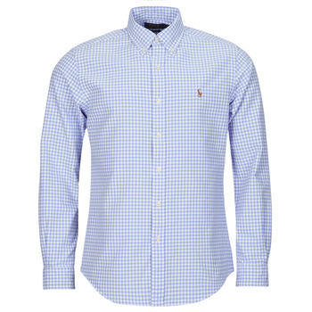 Clothing Men Long-sleeved shirts Polo Ralph Lauren CHEMISE COUPE DROITE EN OXFORD PETITS CARREAUX VICHY Blue / White / Light / Blue / White