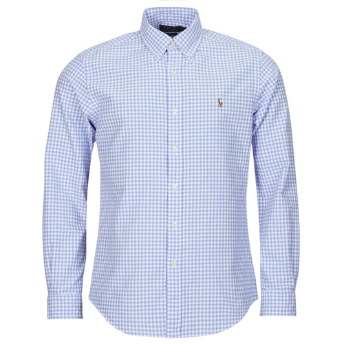 Clothing Men Long-sleeved shirts Polo Ralph Lauren CHEMISE COUPE DROITE EN OXFORD PETITS CARREAUX VICHY Blue