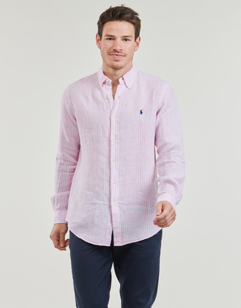 Clothing Men Long-sleeved shirts Polo Ralph Lauren CHEMISE COUPE DROITE EN LIN Multicolour