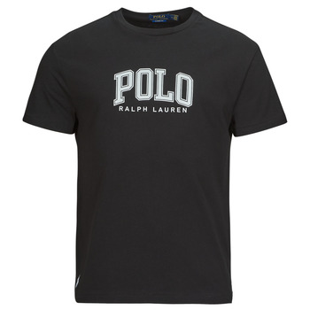 Clothing Men Short-sleeved t-shirts Polo Ralph Lauren T-SHIRT AJUSTE EN COTON SERIGRAPHIE POLO RALPH LAUREN Black /  black