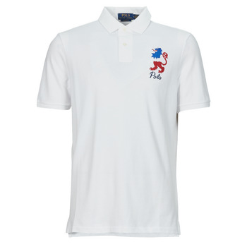 Clothing Men Short-sleeved polo shirts Polo Ralph Lauren POLO COUPE DROITE EN COTON BRODE White / Classic / Blue / cream / White