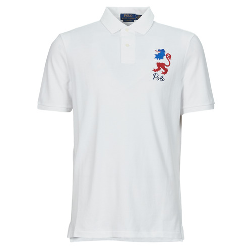 Clothing Men Short-sleeved polo shirts Polo Ralph Lauren POLO COUPE DROITE EN COTON BRODE White