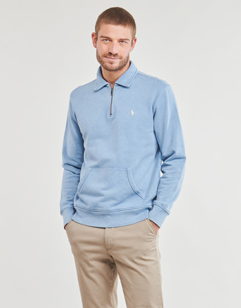 Clothing Men Sweaters Polo Ralph Lauren SWEATSHIRT DEMI ZIP EN MOLLETON Blue / Sky / Blue