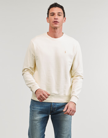 Clothing Men Sweaters Polo Ralph Lauren SWEATSHIRT COL ROND EN MOLLETON White / Broken / Cream