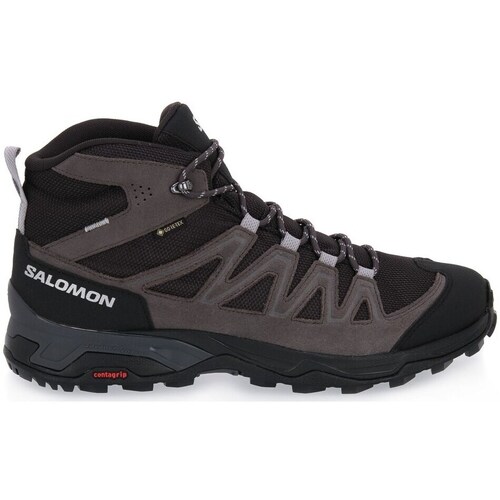 Shoes Men Walking shoes Salomon X Ward Leather Mid Gtx Grey, Black