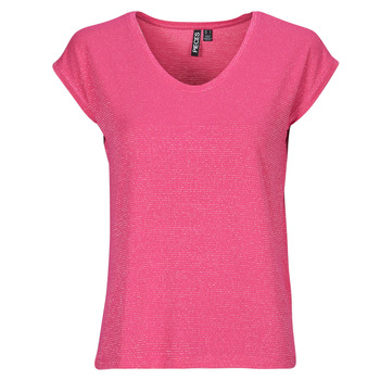 Clothing Women Short-sleeved t-shirts Pieces PCBILLO TEE LUREX STRIPES Pink