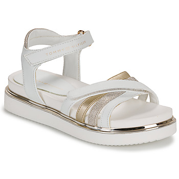 Shoes Girl Sandals Tommy Hilfiger LEILA White / Silver