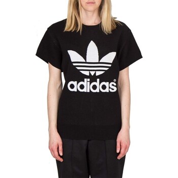 Clothing Women Short-sleeved t-shirts adidas Originals HY Ssl Knit Black, White