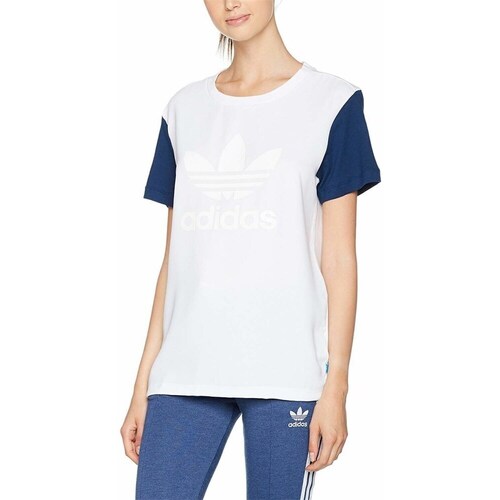 Clothing Women Short-sleeved t-shirts adidas Originals Trefoil White, Blue